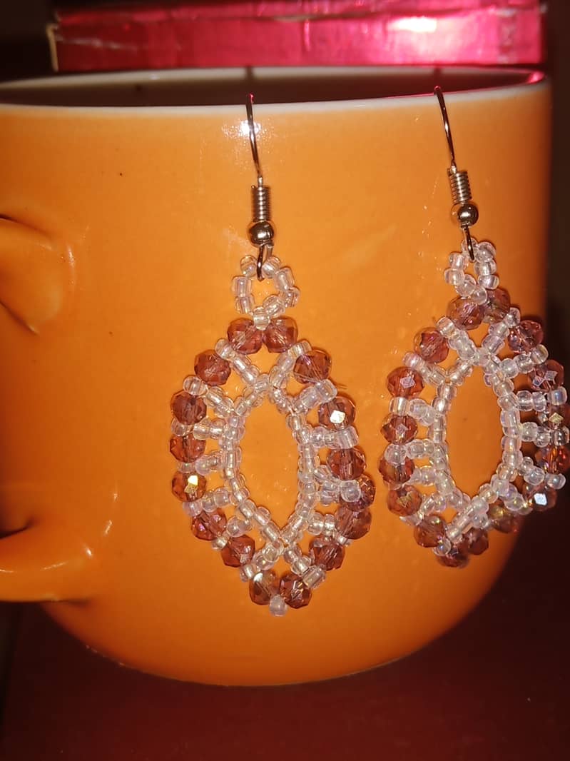 Hand made seed beads & cristal beed earrings 2