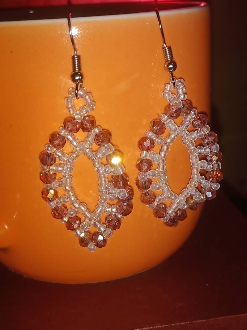 Hand made seed beads & cristal beed earrings 3