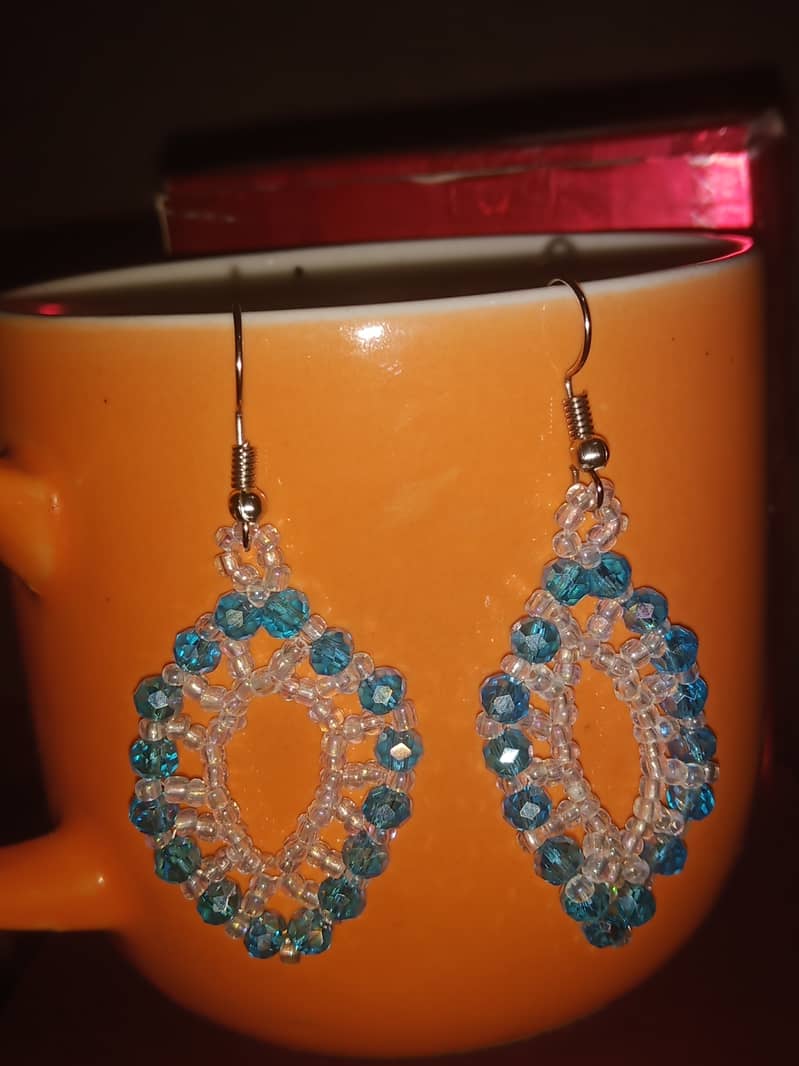 Hand made seed beads & cristal beed earrings 4