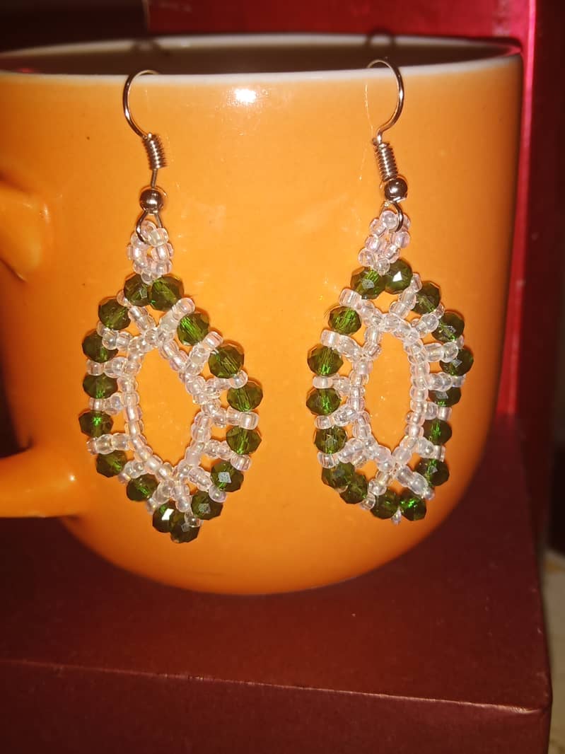 Hand made seed beads & cristal beed earrings 5