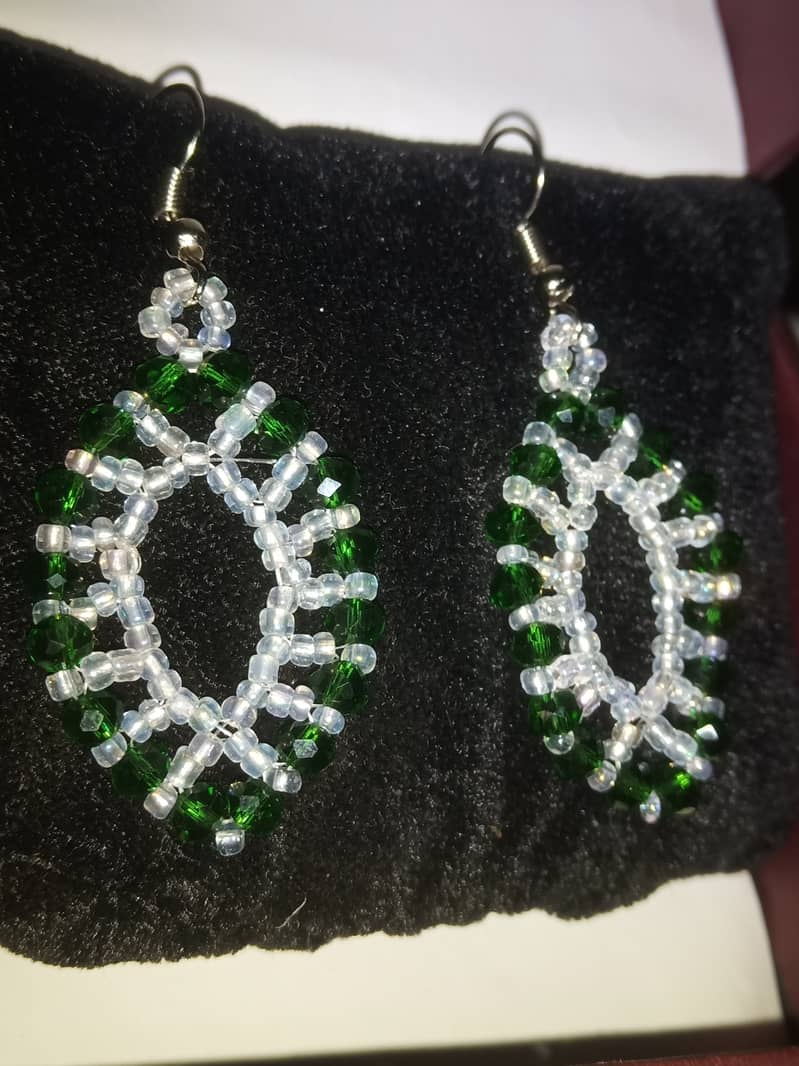 Hand made seed beads & cristal beed earrings 6