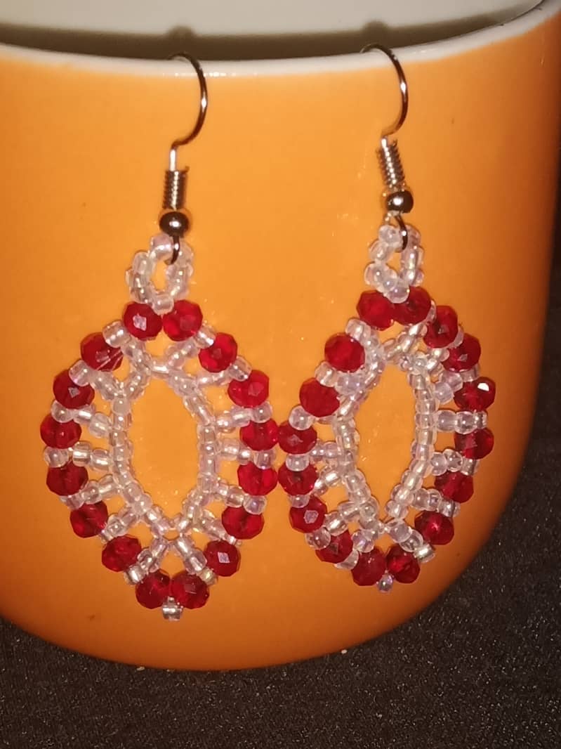 Hand made seed beads & cristal beed earrings 7