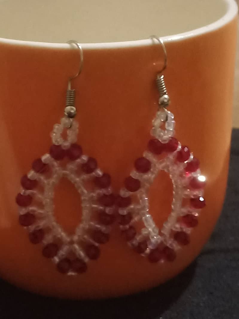 Hand made seed beads & cristal beed earrings 8