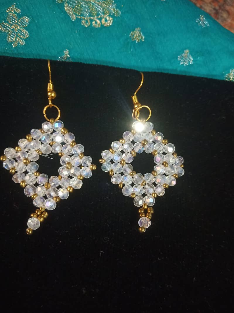 Hand made seed beads & cristal beed earrings 9