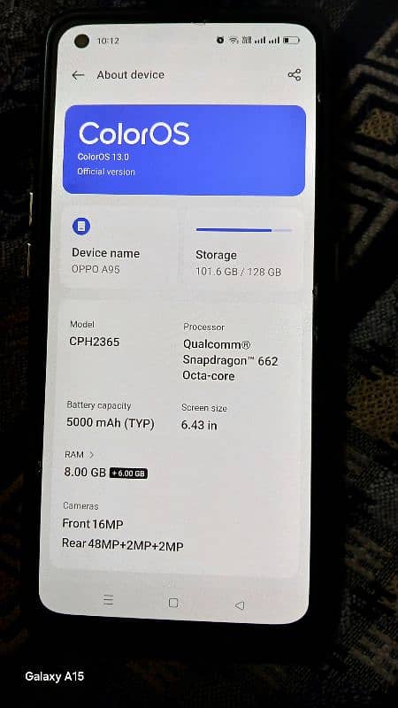 Oppo A95 8/128 White Color With Box and Charger 2