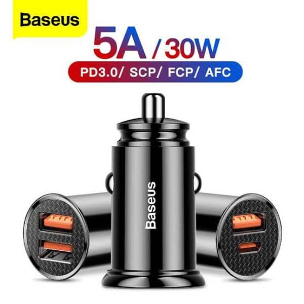 Baseus Car Charger – 30W, Dual USB, Quick Charge 0