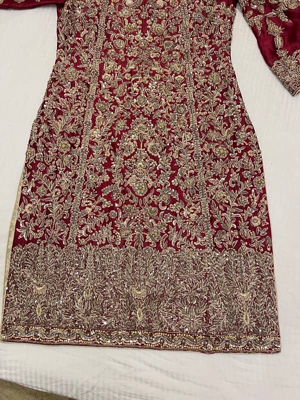 Anari Red Classic Farshi Jora with 4.5 yard dupatta all hand made work 1