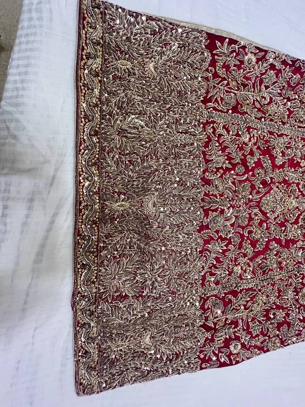 Anari Red Classic Farshi Jora with 4.5 yard dupatta all hand made work 2