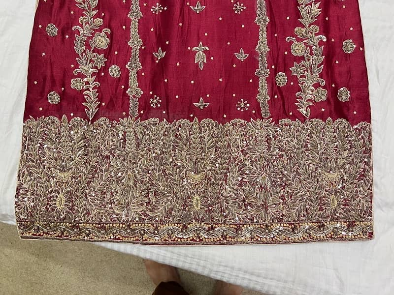 Anari Red Classic Farshi Jora with 4.5 yard dupatta all hand made work 6