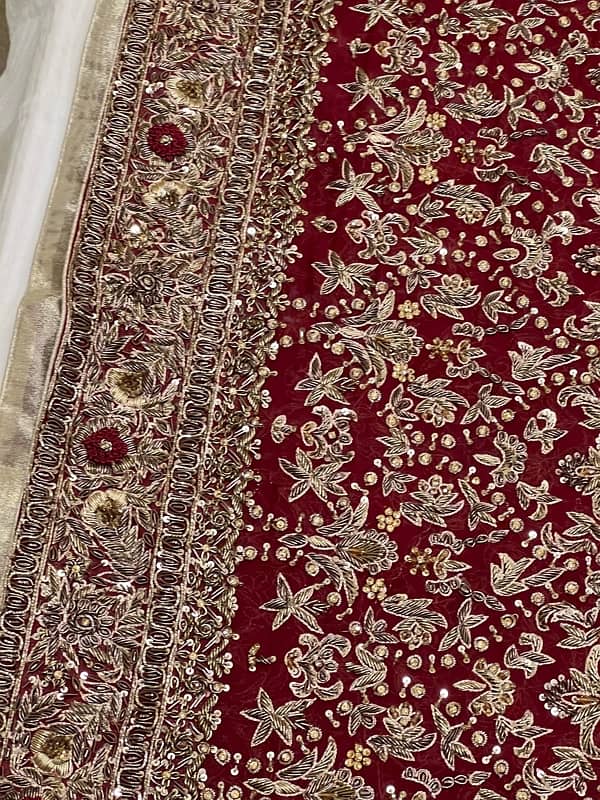 Anari Red Classic Farshi Jora with 4.5 yard dupatta all hand made work 11