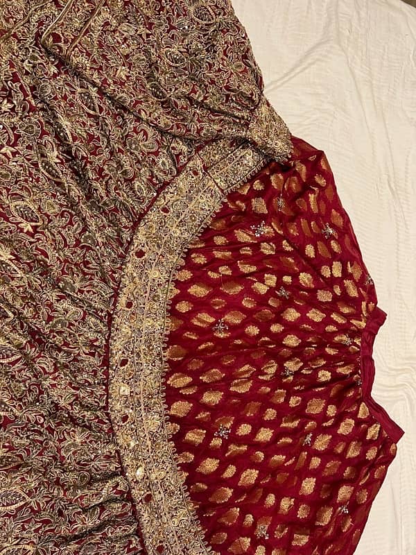 Anari Red Classic Farshi Jora with 4.5 yard dupatta all hand made work 16