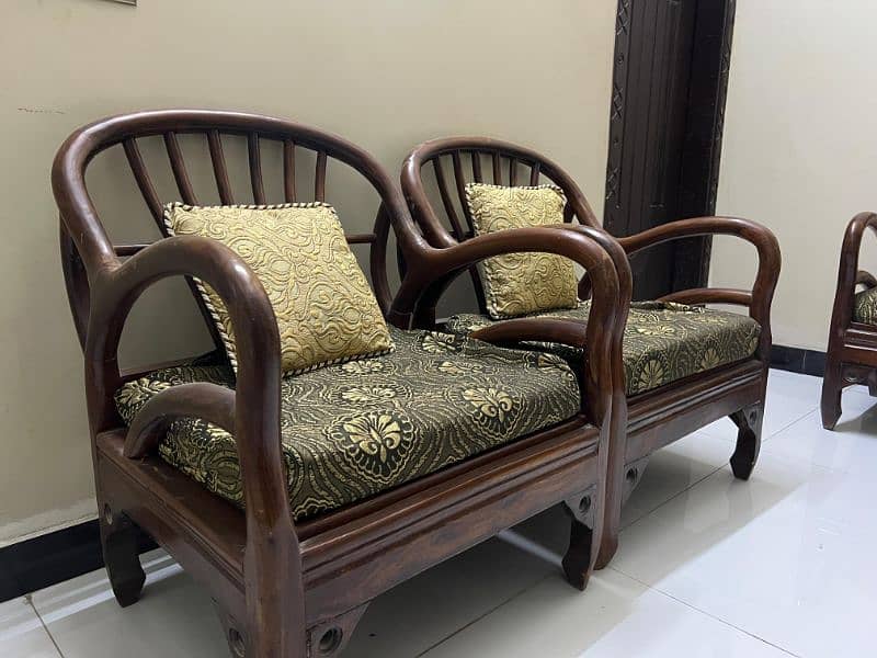 Wooden 08 Seater Sofa Set With Table For Sale 5