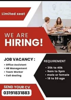 we are hiring male and female for office work different department