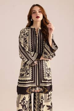 Stylish Printed 2 Piece Women Stitched Shirt And Trouser