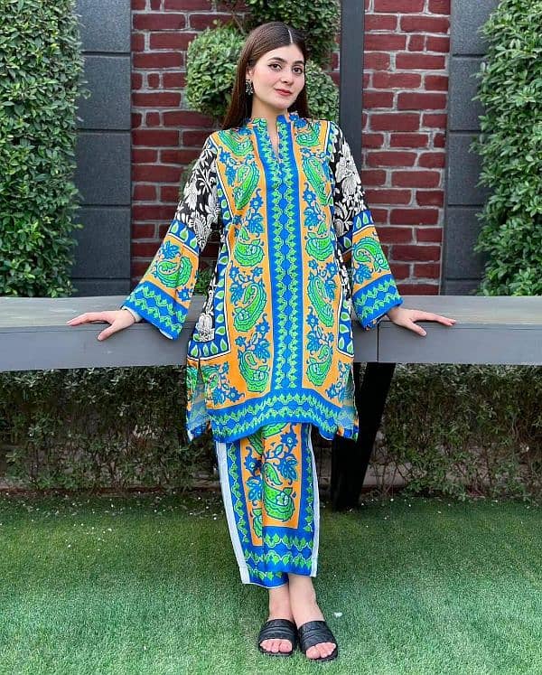 Stylish Printed 2 Piece Women Stitched Shirt And Trouser 13