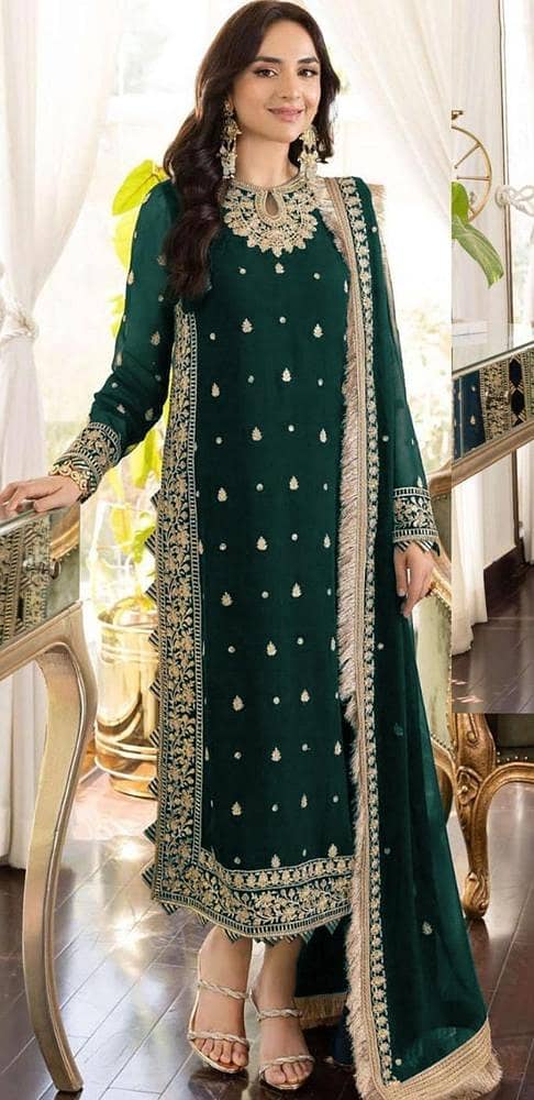 Crinkle Chiffon Embroidered 3 PC suit 5