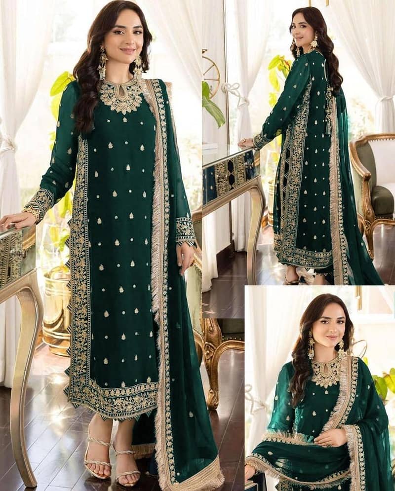 Crinkle Chiffon Embroidered 3 PC suit 6