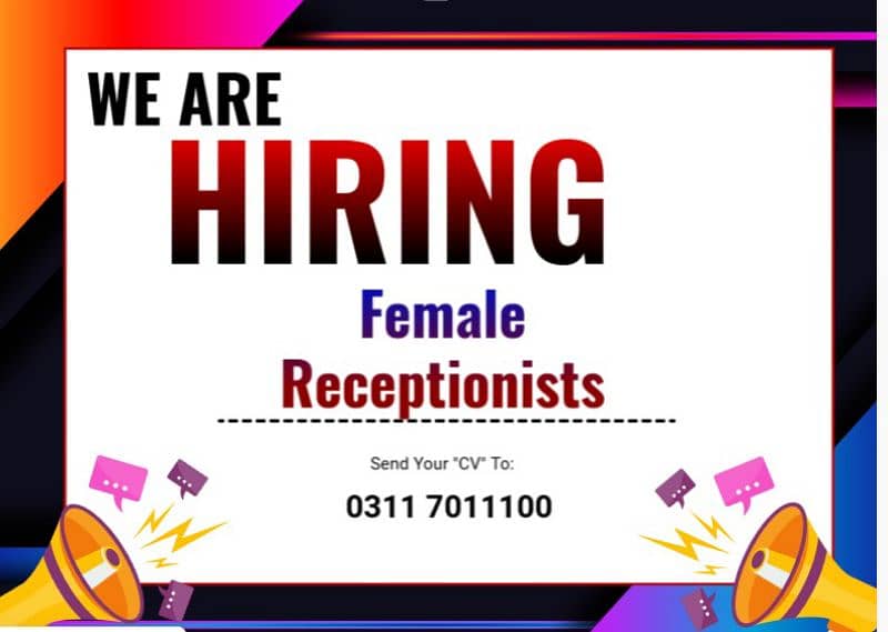 Required Female Receptionists | Jobs | Urgently 0