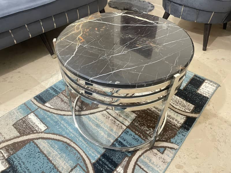 Beautiful Black Round Marble Center Table(Urgent Sale) 3