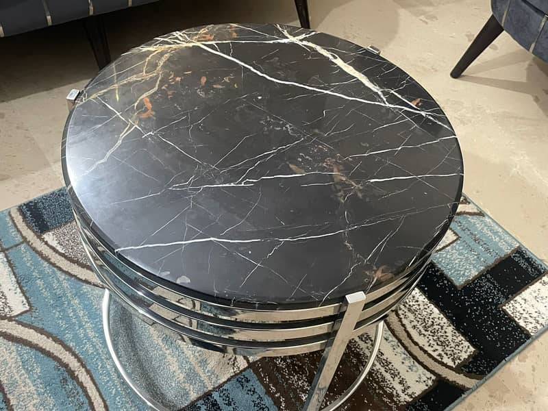 Beautiful Black Round Marble Center Table(Urgent Sale) 4