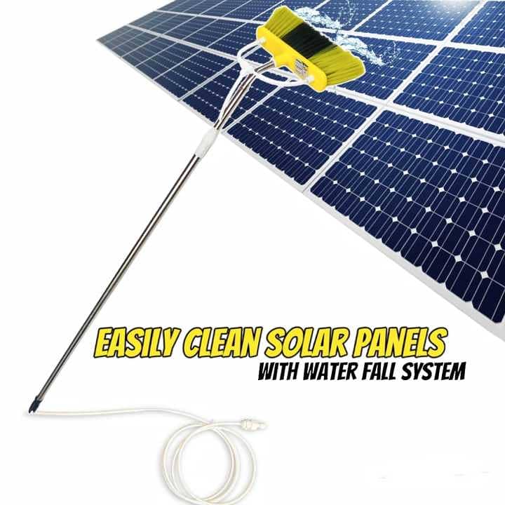 Solar panel Cleaning Extendable Pole with soft brush water through an 1