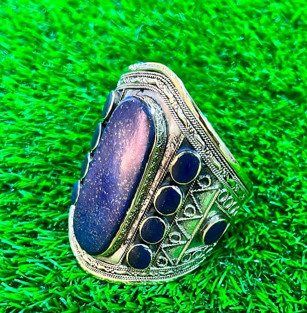 VINTAGE GERMAN SILVER AFGHAN AZUL TRIBAL CUFF BRACELET 0