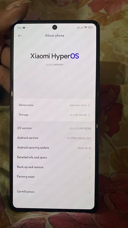 Redmi note 13pro 8/256 GB 03220889193 my what'sap 2