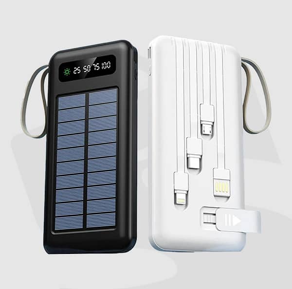 10000mAh Solar Power Bank - Portable with Built-in Cables 1