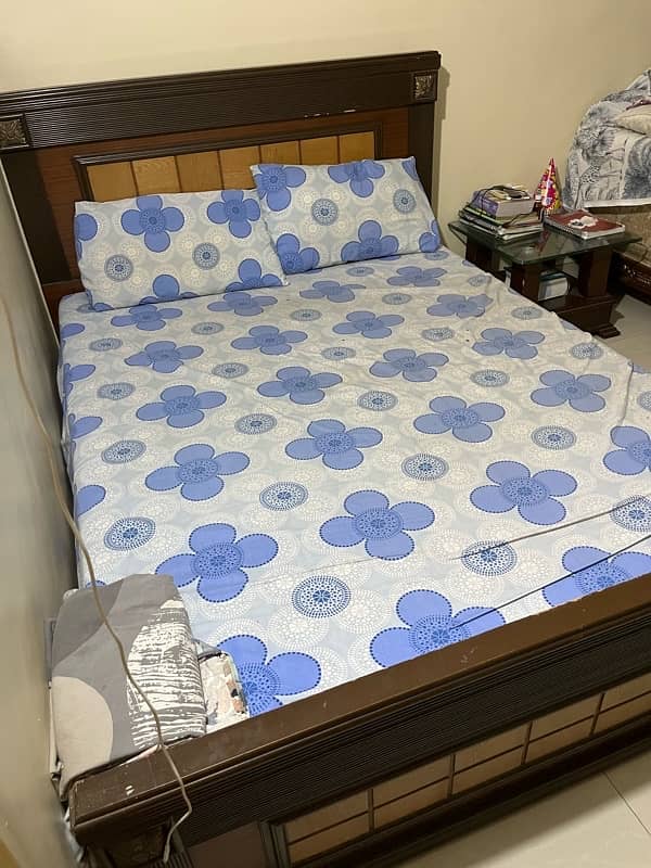 double bed wooden with mattress 1