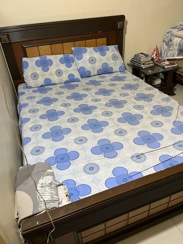 double bed wooden with mattress 2