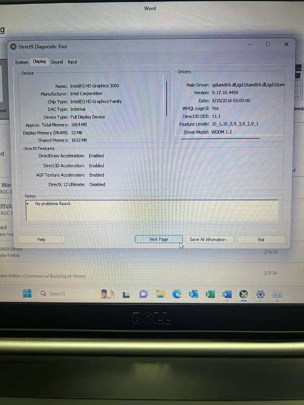 Dell Laptop core i 5, 2 gernation with SSD 128 GB 9