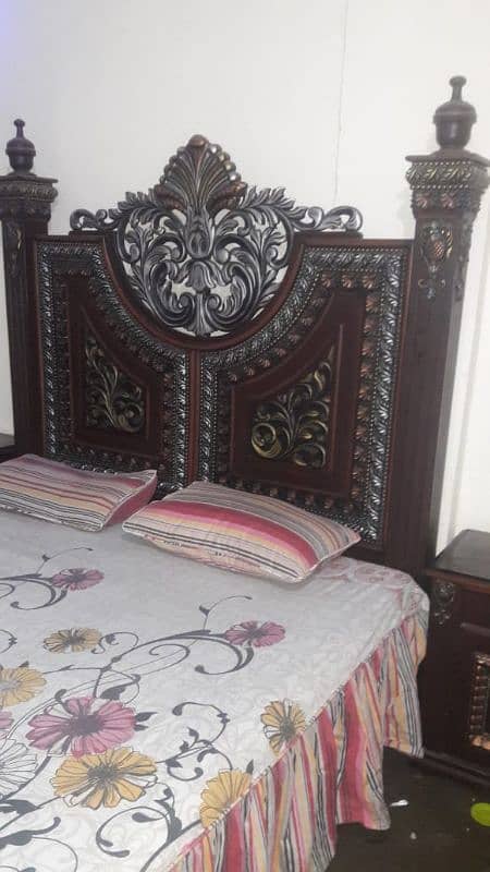 king size wooden bad with  two side table and dressing 2