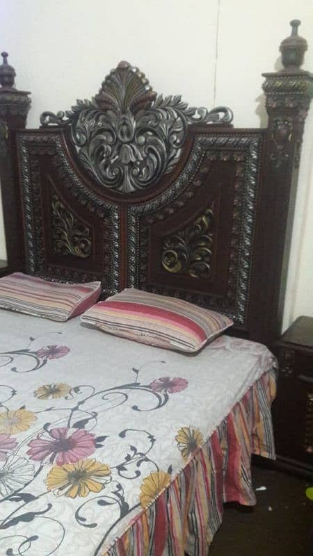 king size wooden bad with  two side table and dressing 6