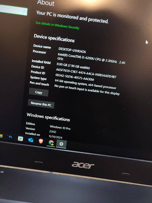 Acer Core i5-6th Generation Laptop 6