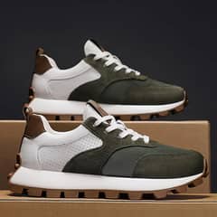 Men's Stylish Lace-Up Sneakers - Durable, Non-Slip Thick Sole for Run