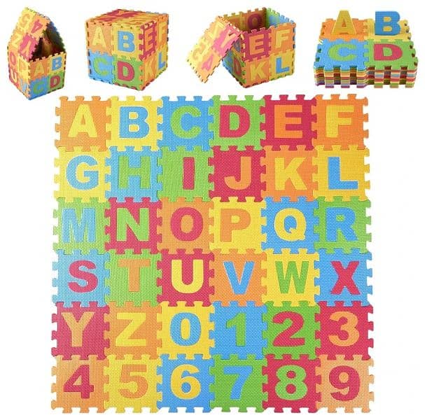 ABC Toy Block Mat - Alphabet & Number Puzzle Foam Play Mat for Kids 5