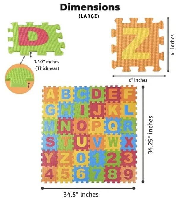 ABC Toy Block Mat - Alphabet & Number Puzzle Foam Play Mat for Kids 6