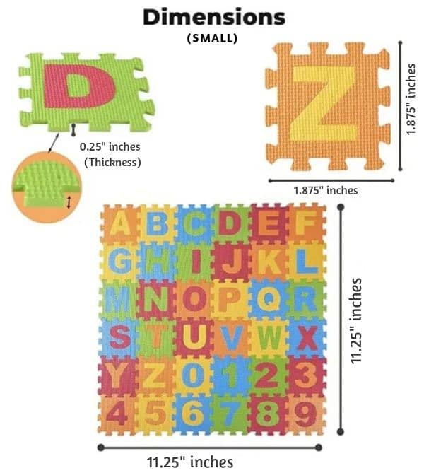 ABC Toy Block Mat - Alphabet & Number Puzzle Foam Play Mat for Kids 7