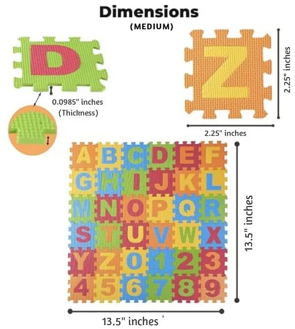 ABC Toy Block Mat - Alphabet & Number Puzzle Foam Play Mat for Kids 8