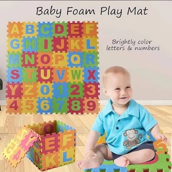 ABC Toy Block Mat - Alphabet & Number Puzzle Foam Play Mat for Kids 10