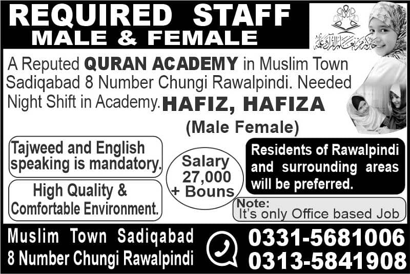 Male/female Quran tutor / Quran teacher / Quran Teacher Required 0