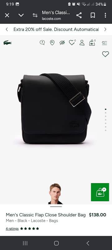 Brand new Lacoste crossbody bag for men 0