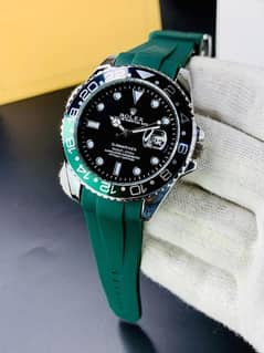 ROLEX WATCH GMT STYLE WITH DATE RUBBER STRAP