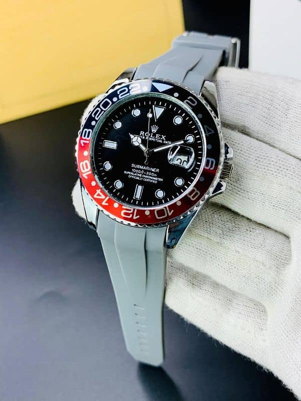 ROLEX WATCH GMT STYLE WITH DATE RUBBER STRAP 1