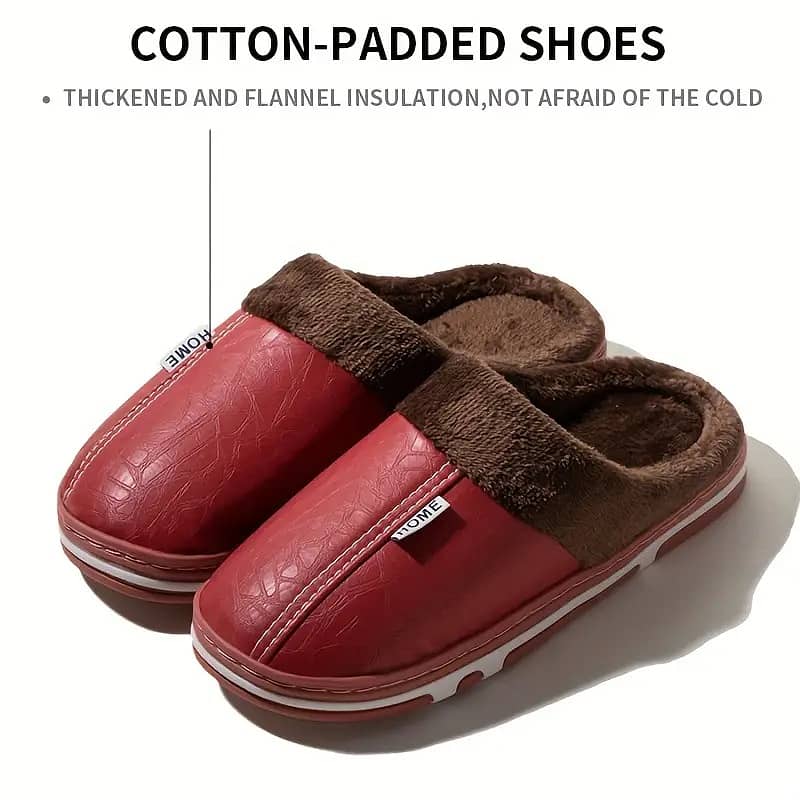 Men's Soft Plush Cozy House Slippers, Anti-skid Slip-on Shoes With Fu 7