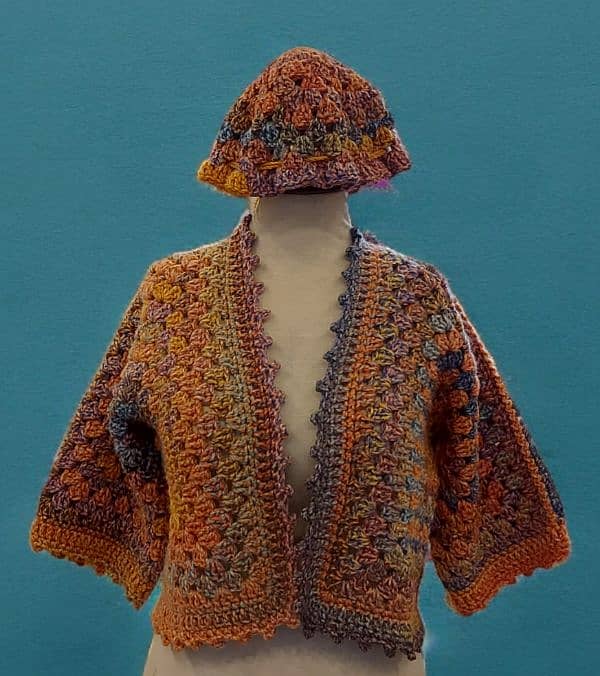 Handmade Turkish wool jacket/cardigan and hat (crocheted) 0