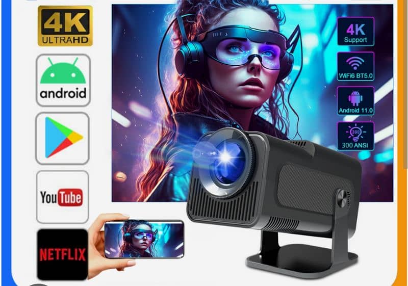 New HY320 projector Android 11 4K -350ANSI-dpi Brighter 0