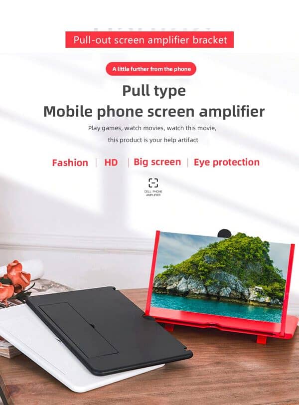 Mobile Screen Magnifier 3D HD Video Amplifier 10 inch 0