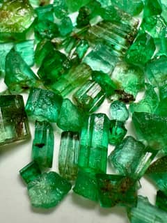 52 CT Natural Rough Top Green Panjshir Emeralds Crystal Lot - From Af