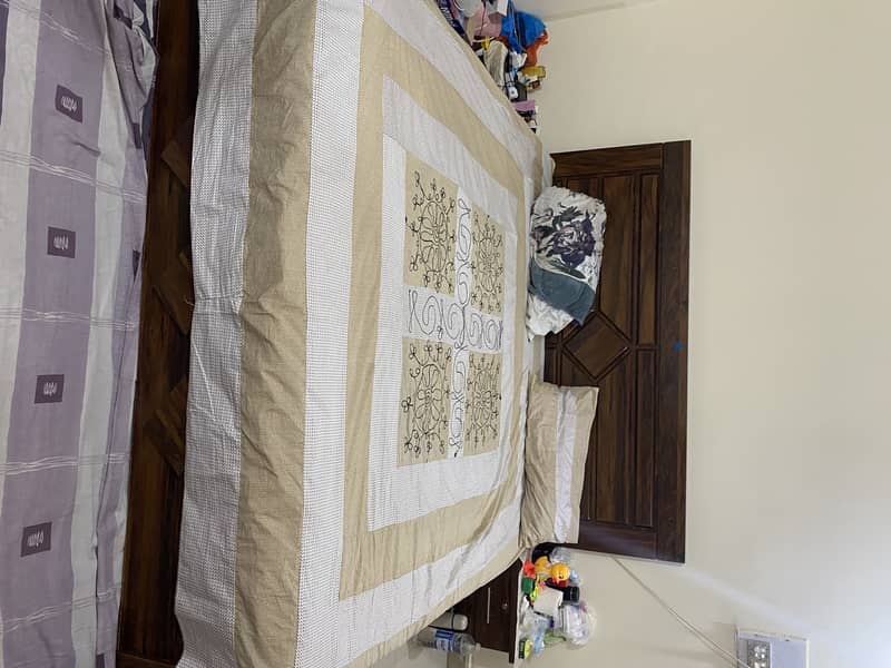 king size bed with mattress and side tabel and dressing 2